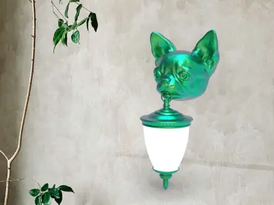 Dog Head Wall Lamp 3D print model buy