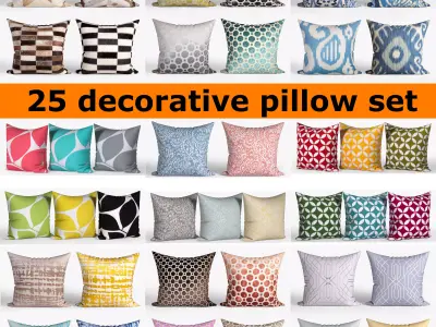 25 Decorative set pillow Low-poly 3D model