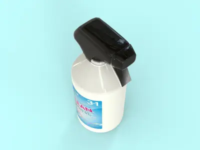 White plastic spray bottle - detergent  cleaning  3D model