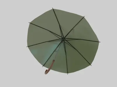Umbrella with wooden handle Low-poly 3D model