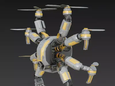 Industrial Multi Arm Drone Low-poly 3D model