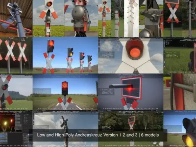 Low and High-Poly Andreaskreuz Version 1 2 and 3 3D Model Pack
