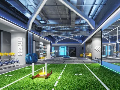 gymnasium gym with exercise machines  3D model 3D model
