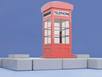 A Phone Booth with stone slabs Free low-poly 3D model