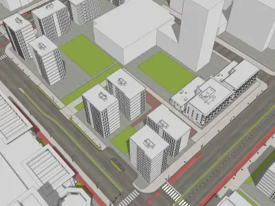 Cityscape Building Exterior Scene 3D model