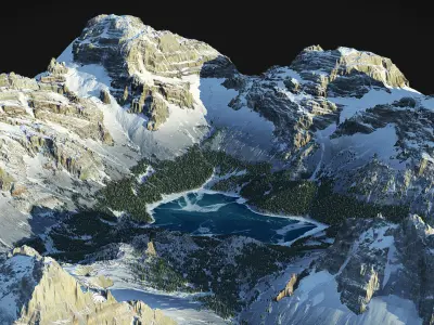 Mountain Lake Landscape - World Machine 3D model