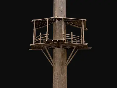 Wooden Tree House Shelters and Platforms 4 Low-poly 3D model