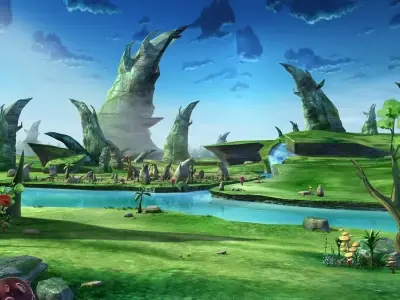 Cartoon Stone Forest Scene 3D model