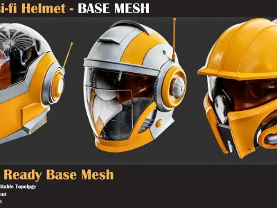 15 Sci-Fi Helmet BASE MESH - VOL 26   3D model