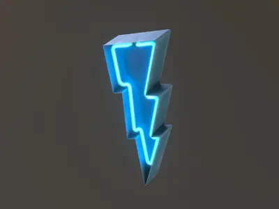 Lightning Bolt NEON Sign Low-poly 3D model