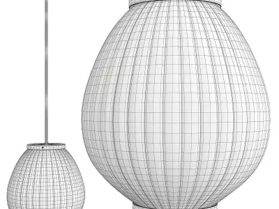 Welles 3 Light Pendant in Warm Brass Low-poly 3D model