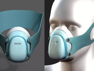 Gas mask protection respirator military combat  Low-poly 3D model