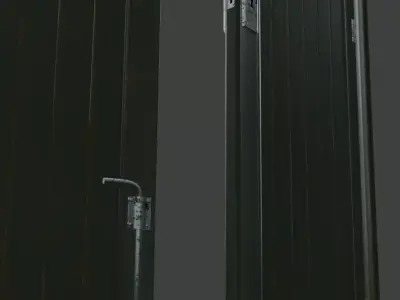 Double old wooden door Low-poly 3D model