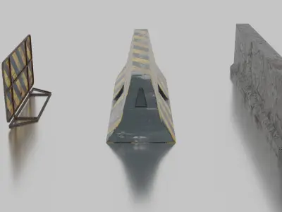 Dirty Concrete Street Barrier Pack 3D model