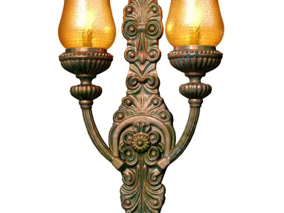 Copper Classic Wall Lamp Sconce Light with Murano Glass 3D model