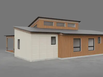 House with interior walls M2 Low-poly 3D model
