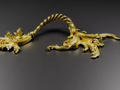 Ornate Baroque Door Handle  Drawer Pull 3D Print Ready STL 3D print model