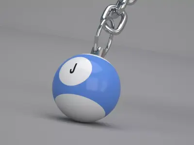 J Snooker Ball with Keychain 3D model