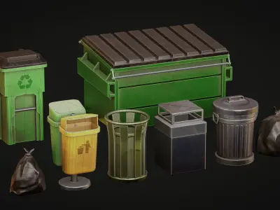 Trash Props - Urban - Stylized Pack Low-poly 3D model