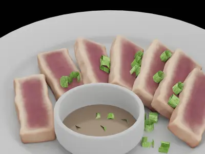 Steam Tuna Slices Low-poly 3D model