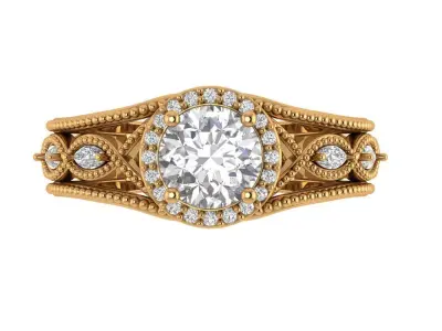 Round Engagement Ring 3D print model purchase