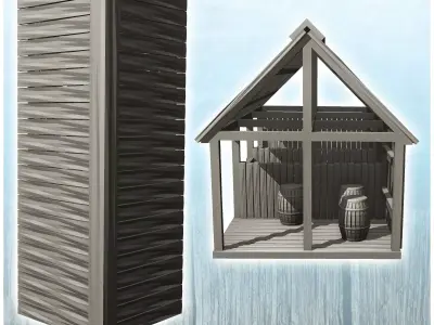 Set of two barns for farm animals and pigs 27 - Cowboy USA Ameri 3D print model