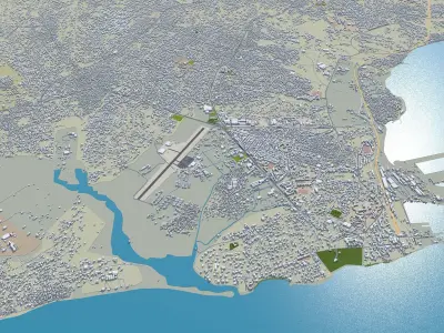 Sekondi Takoradi Ghana 20km AI Low-poly 3D model