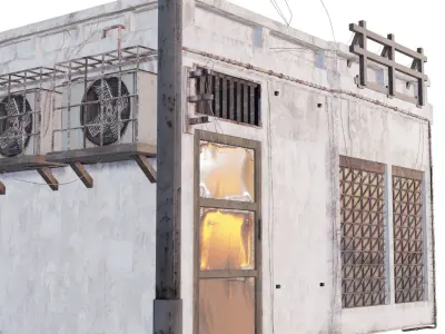 3D Store Market Building model Low-poly 3D model