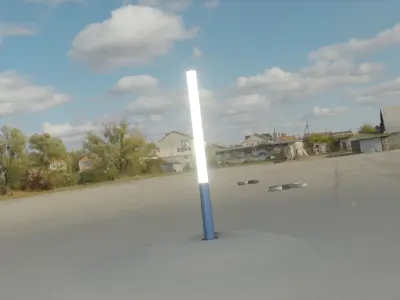 Low-Poly Blue Light Column 28 - Street Light Set-9 Low-poly 3D model