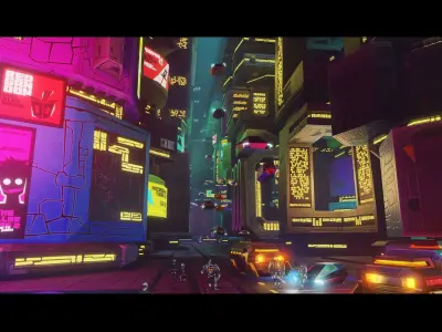 Modular Stylized Cyberpunk City Pack Low-poly 3D model