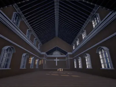 Modern Town Church With Interior Game Ready  Low-poly 3D model