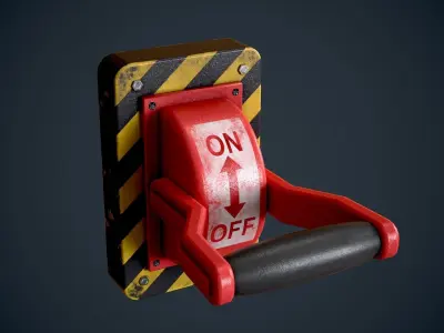 Sci Fi Red Lever power switch Low-poly 3D model