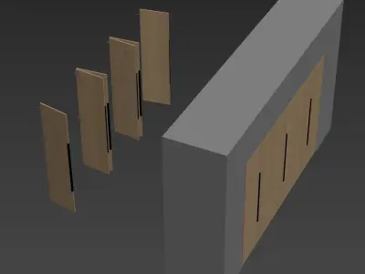 Wardrobe closet with two doors and drawers 3D model