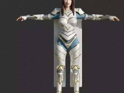 Cyber Punk Female Character Low-poly 3D model 3D model