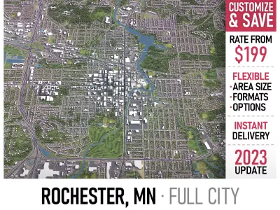 Rochester - 3D City Model Low-poly 3D model