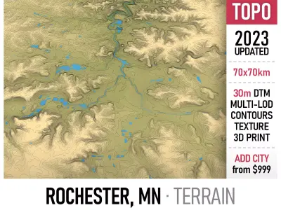 Rochester - 3D Terrain Low-poly 3D model