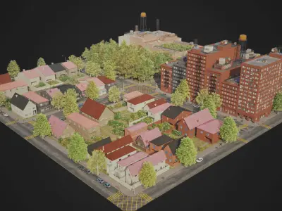 Realistic City District A10-R18 MAYA Low-poly 3D model