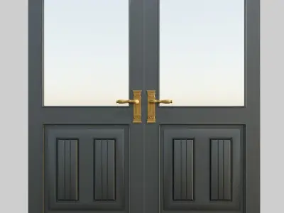 Premium wooden door 3D model