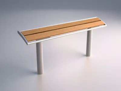 Bench made of wood and metal 3D model