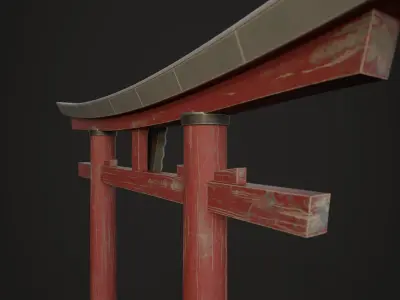 Japanese Torii Gate Low-poly 3D model