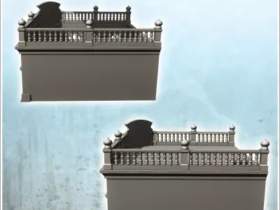 European bar with balustraded roof and baroque ornaments 4 - Mod 3D print model