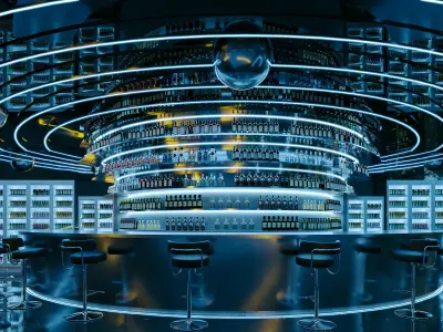 Dark Futuristic Sci Fi Bar Interior Scene 3D model