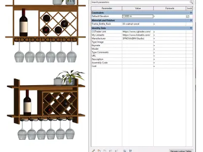 Kitchen Wall Bottle Rack Revit Family 3D model
