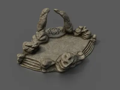 Shrine statue of rock garden Low-poly 3D model