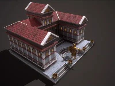 Roman Greek Military Academy Low-poly 3D model