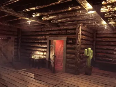 Modular Cabin Low-poly 3D model