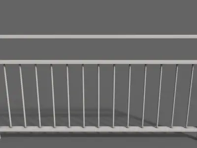 PBR Pedestrian Guard Rail White V3 Low-poly 3D model