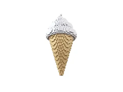 Voxel Ice Cream Cone v1 008 Low-poly 3D model