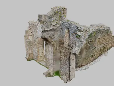 Monastery Ruins Wall Entrance Photoscan PBR Low-poly 3D model