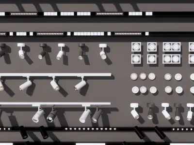 Modern downlights-spotlights-track lights 3D model